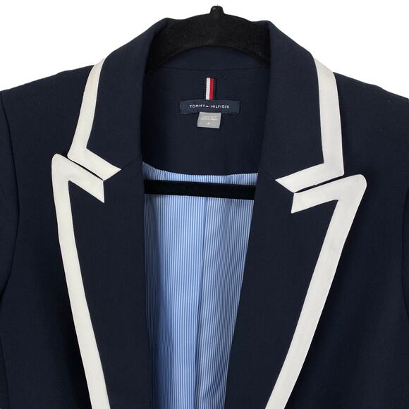 Tommy Hilfiger Faux Double Breasted Navy Nautical Blazer, Size 4 - Picture 4 of 9